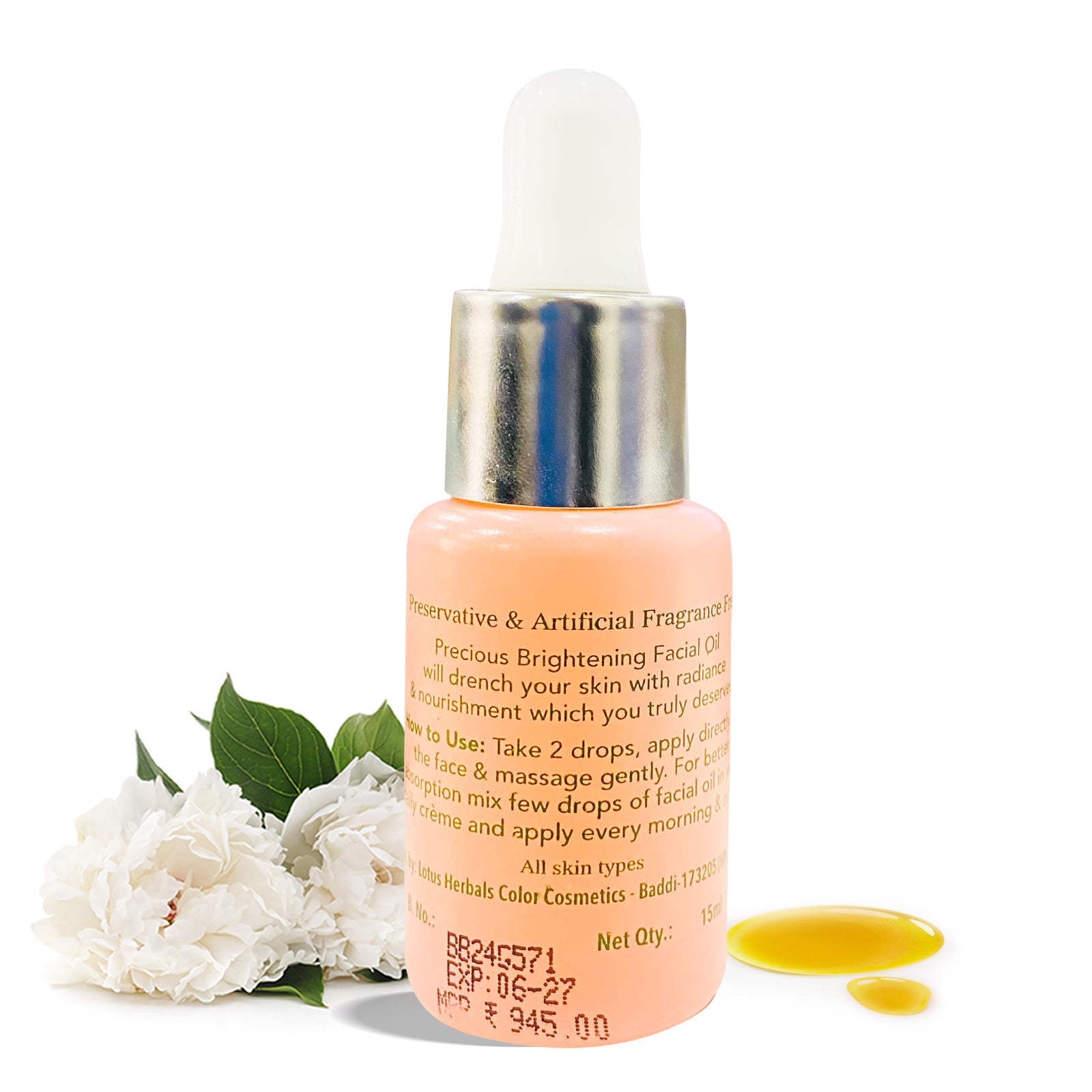 Lotus Herbals Precious Brightening Facial Oil, 15ml