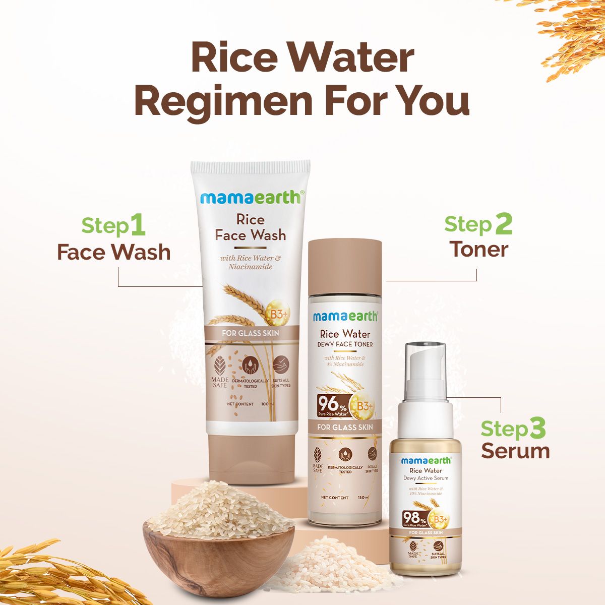 Mamaearth Rice Water Dewy Face Toner with 96% Pure Rice Water Extract & 4% Niacinamide for Glass Skin, 150ml - Image 7 - Buy from Indicrest