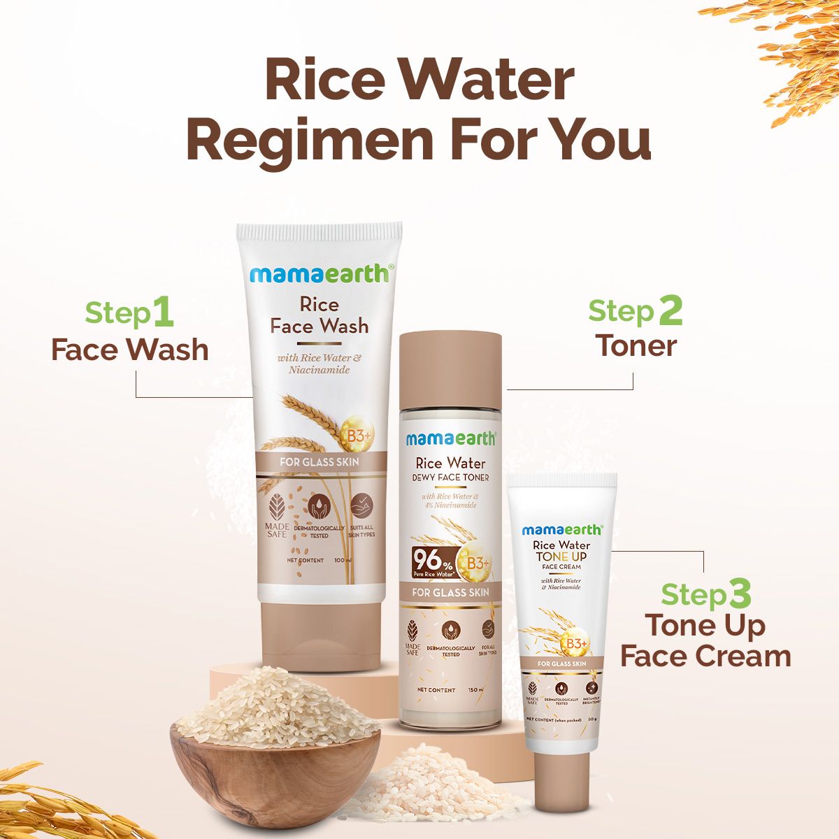 Mamaearth Rice Water Tone Up Face Cream with Rice Water & Niacinamide for Glass Skin, 50g - Image 6 - Buy from Indicrest