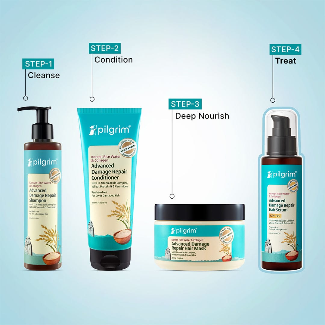 Pilgrim Korean Rice Water & Collagen Advanced Damage Repair Hair Serum SPF 35, 100ml - Image 7 - Buy from Indicrest