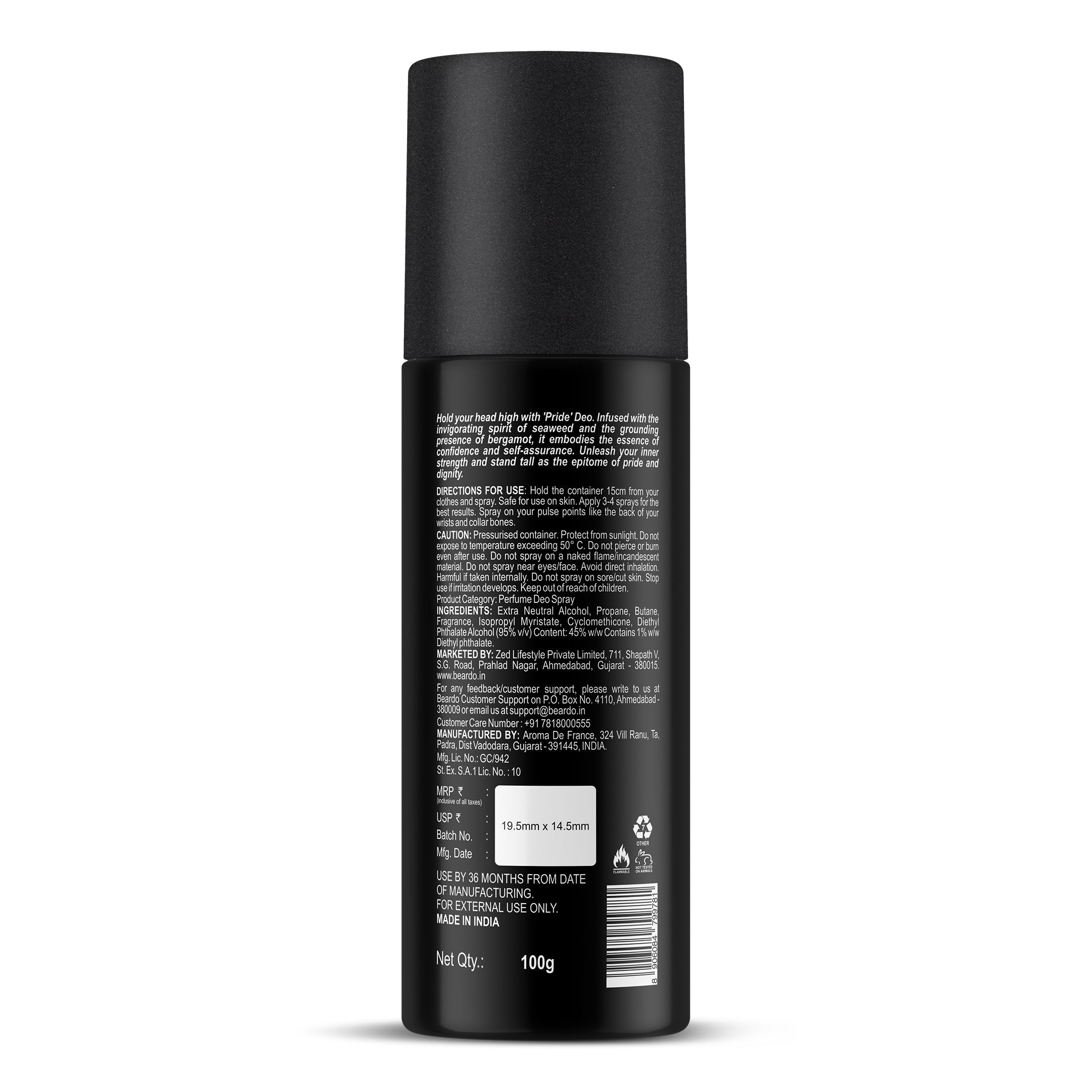 Beardo Pride Perfume Deo Spray, 150ml - Image 7 - Buy from Indicrest