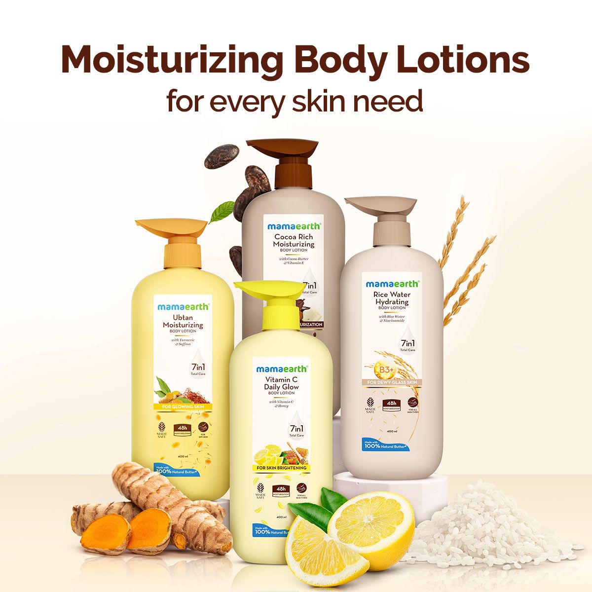 Mamaearth Ubtan Moisturizing Body Lotion with Turmeric & Saffron for Glowing Skin, Pack of 2 X 400ml - Image 8 - Buy from Indicrest