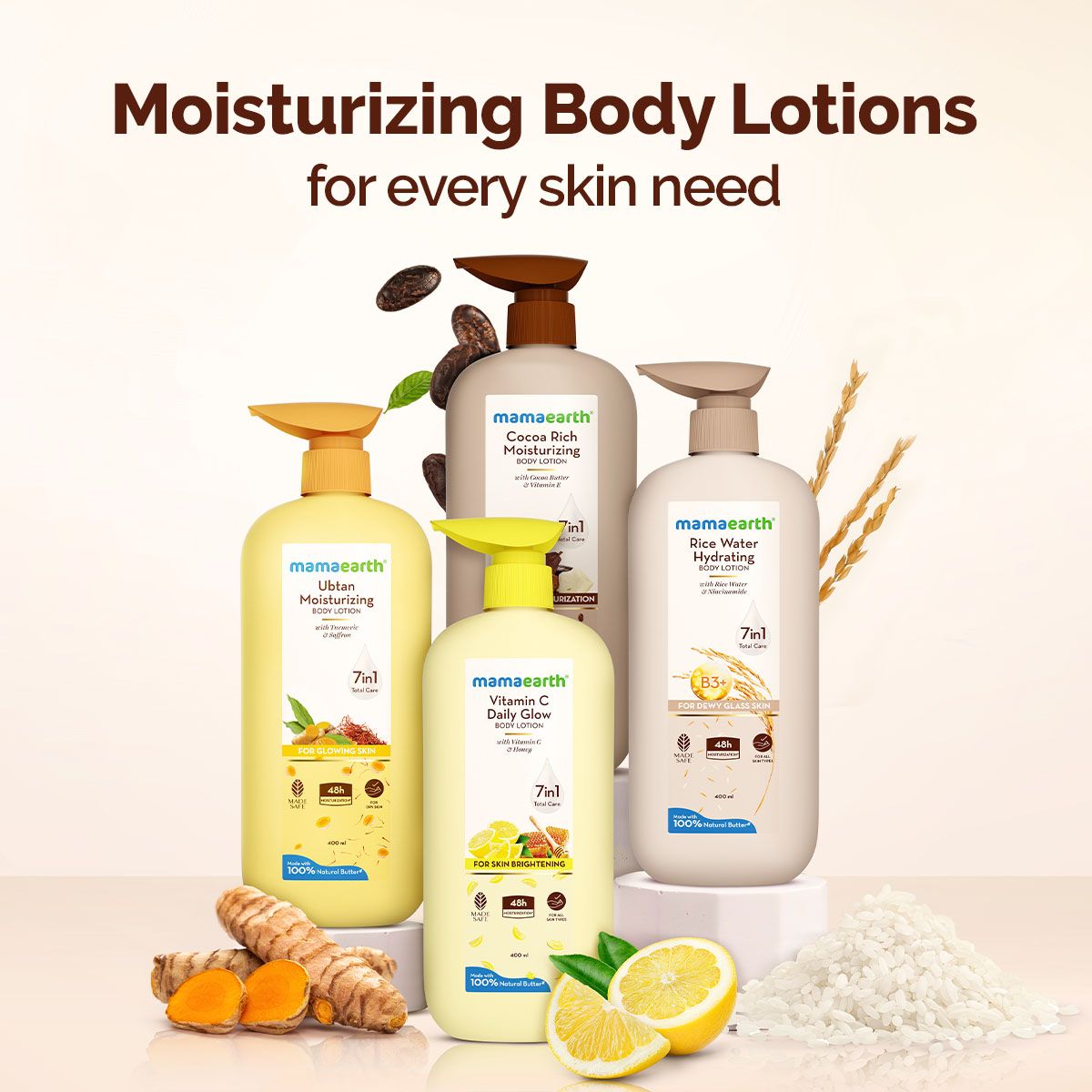Mamaearth Rice Water Hydrating Body Lotion with Rice Water & Niacinamide for Dewy Glass Skin, 400ml - Image 9 - Buy from Indicrest