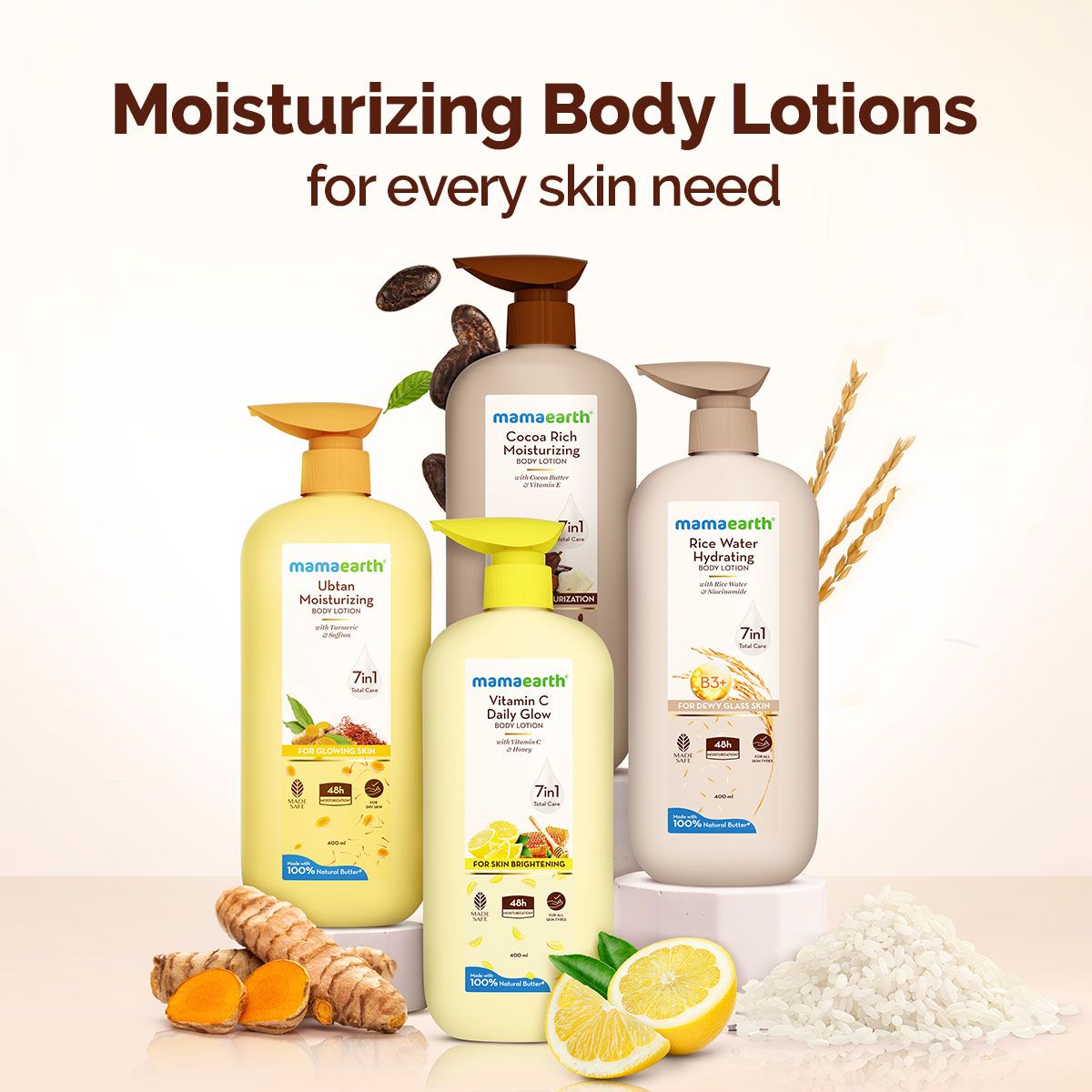 Mamaearth Cocoa Rich Moisturizing Body Lotion with Cocoa Butter & Vitamin E for Intense Moisturization, Pack of 2 X 400ml - Image 7 - Buy from Indicrest