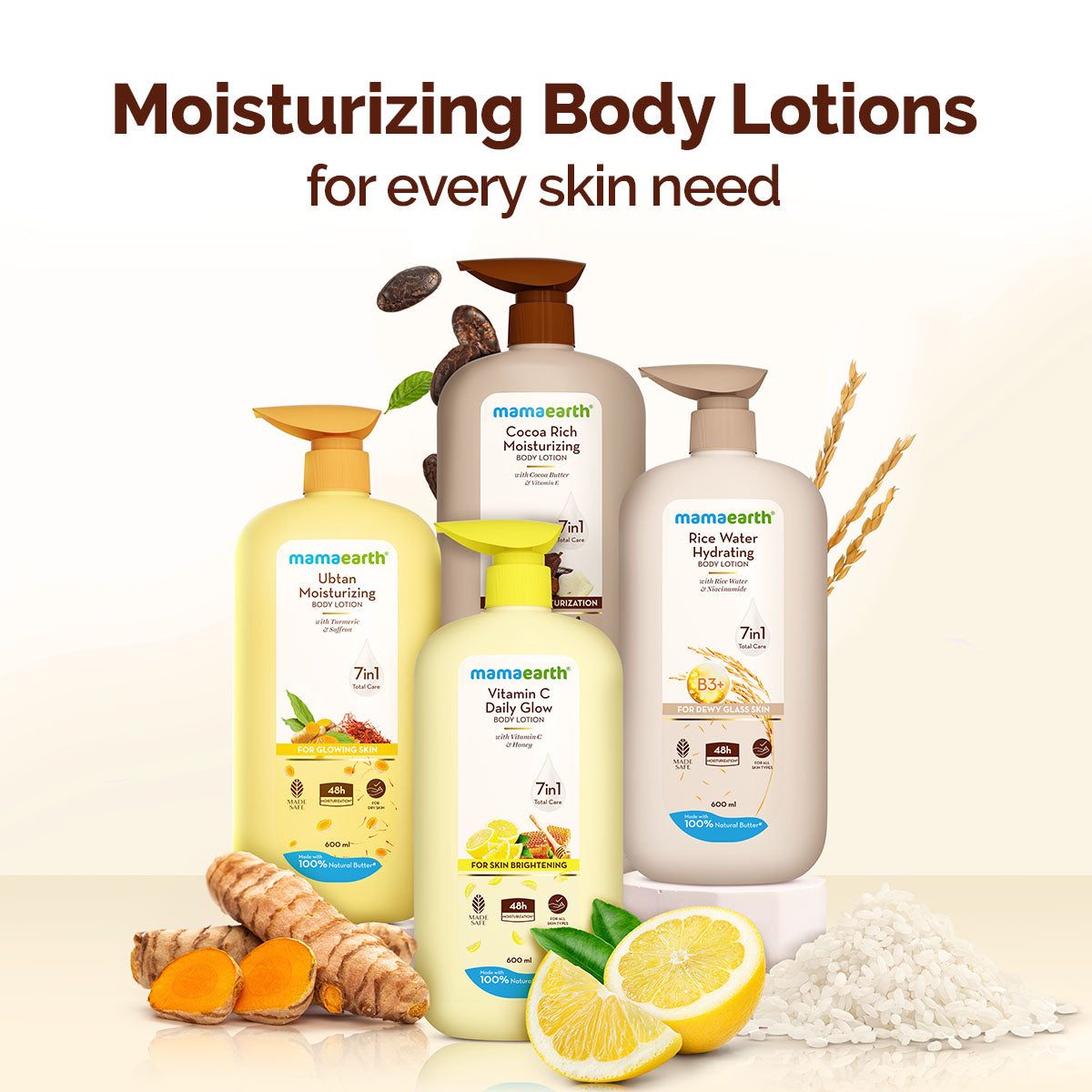 Mamaearth Ubtan Moisturizing Body Lotion with Turmeric & Saffron for Glowing Skin, 600ml - Image 7 - Buy from Indicrest