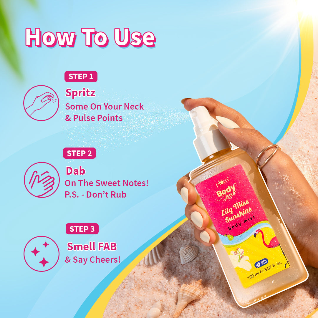 Plum Lily Miss Sunshine Body Mist by Plum BodyLovin' | Long Lasting | Travel-Friendly | Fruity-Floral Fragrance | Perfume Body Spray, 150ml