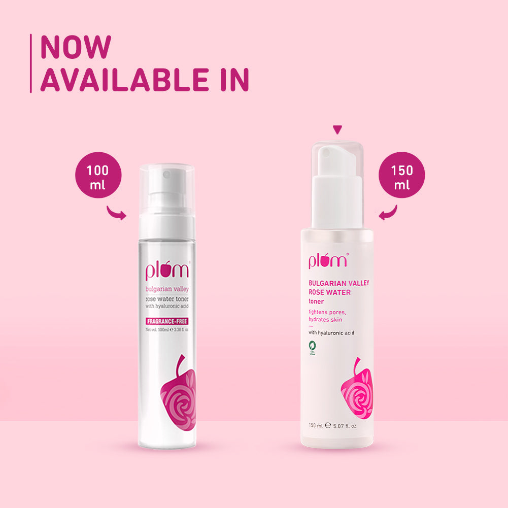 Plum Bulgarian Valley Rose Water Toner for tighter pores | Alcohol-Free Toner | Instantly Hydrates | Soothes & Calms Skin | Tightens Pores | Dermat-Tested, 100ml