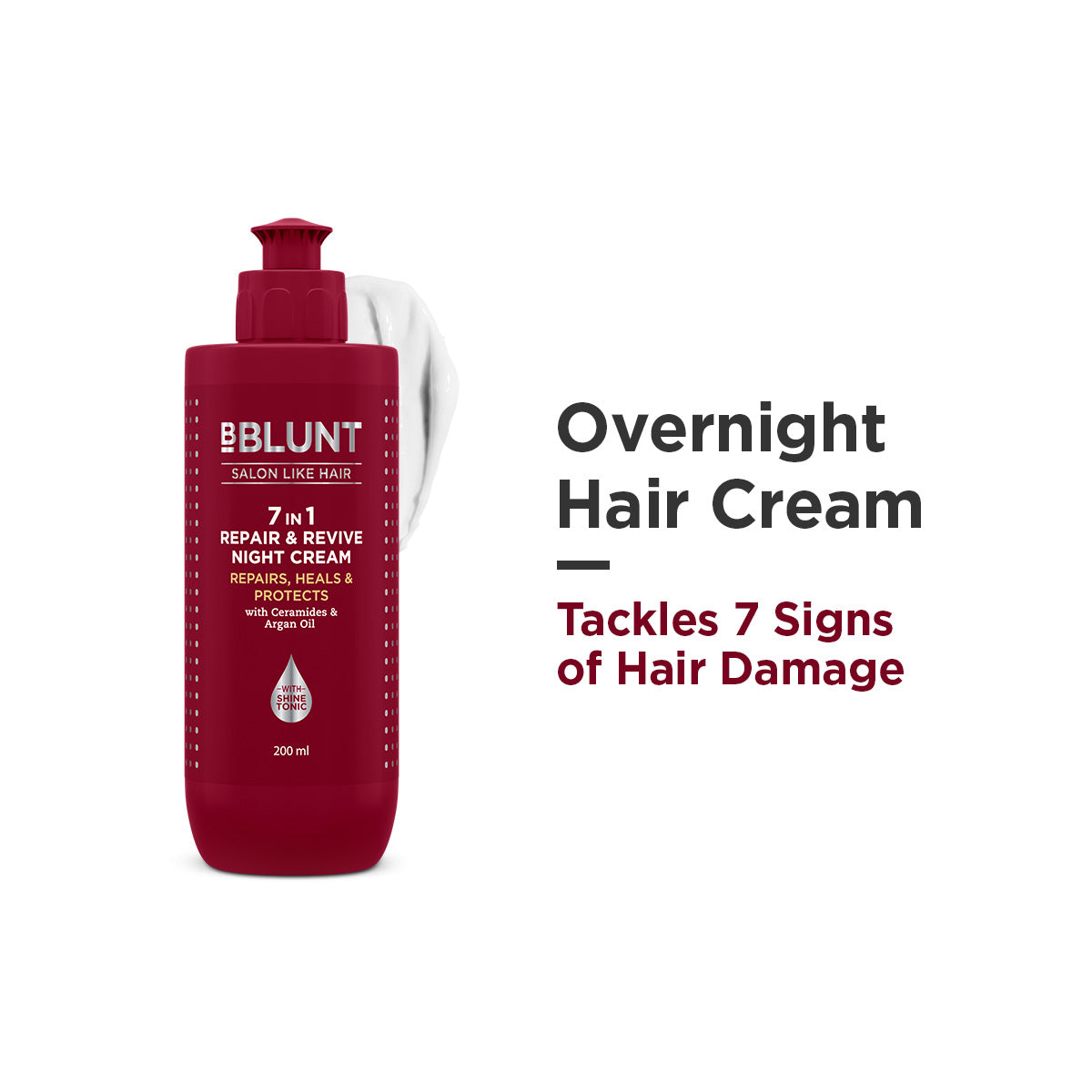 Bblunt 7 in 1 Repair & Revive Night Cream to Heal & Protect Hair Overnight, 200ml - Buy from Indicrest
