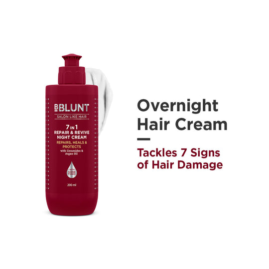 Bblunt 7 in 1 Repair & Revive Night Cream to Heal & Protect Hair Overnight, 200ml - Buy from Indicrest