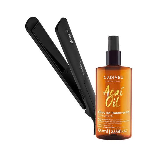 Ikonic Me Black Beauty Hair Iron & Cadiveu Acai Oil Hair Serum - Smooth Straight Combo - Buy from Indicrest