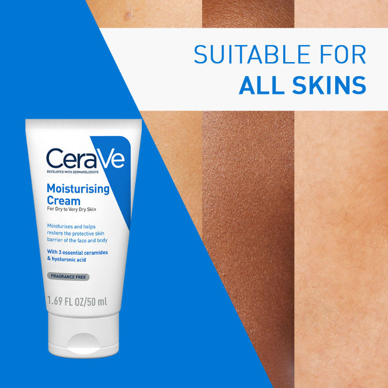 CeraVe Moisturizer Cream For Dry Skin With Ceramides & Hyaluronic Acid For Barrier Repair, 50ml Buy at Indicrest Image 9