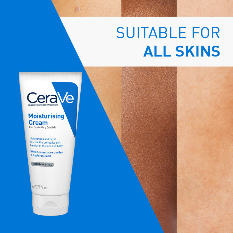 CeraVe Moisturizer Cream For Dry Skin With Ceramides & Hyaluronic Acid For Barrier Repair, 177ml Buy at Indicrest Image 9