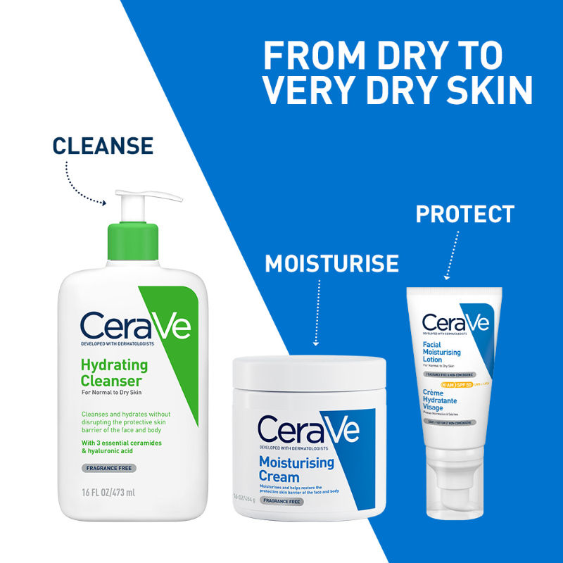 CeraVe Moisturizer For Dry Skin, Barrier Repair Cream with Ceramides, Dermatologist recommended, 454g Buy at Indicrest Image 5