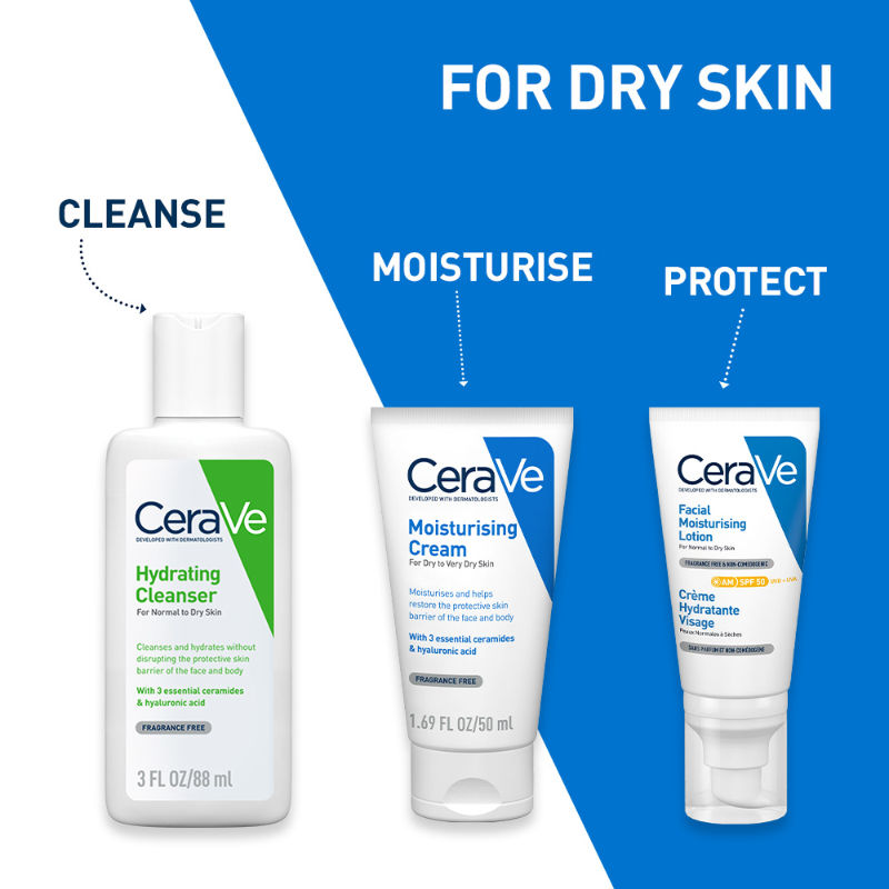CeraVe Hydrating Cleanser Non-Foaming Face Wash for Dry Skin with Ceramides & Hyaluronic Acid, 88ml Buy at Indicrest Image 5
