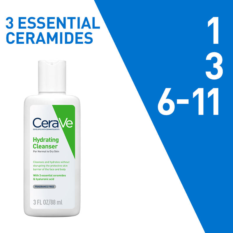 CeraVe Hydrating Cleanser Non-Foaming Face Wash for Dry Skin with Ceramides & Hyaluronic Acid, 88ml Buy at Indicrest Image 7