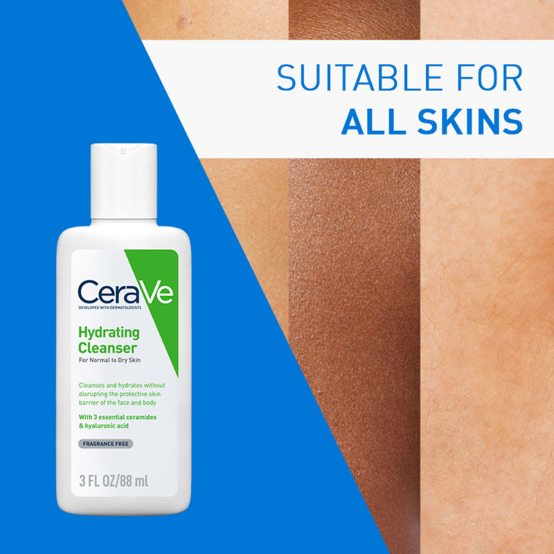 CeraVe Hydrating Cleanser Non-Foaming Face Wash for Dry Skin with Ceramides & Hyaluronic Acid, 88ml Buy at Indicrest Image 9