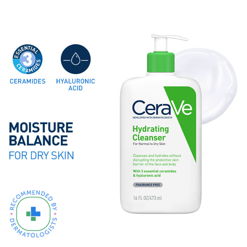 CeraVe Hydrating Cleanser Non-Foaming Face Wash for Dry Skin with Ceramides, Dermatologist Recommend, 473ml Buy at Indicrest