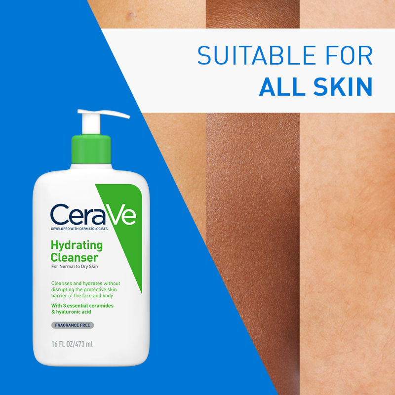 CeraVe Hydrating Cleanser Non-Foaming Face Wash for Dry Skin with Ceramides, Dermatologist Recommend, 473ml Buy at Indicrest Image 9