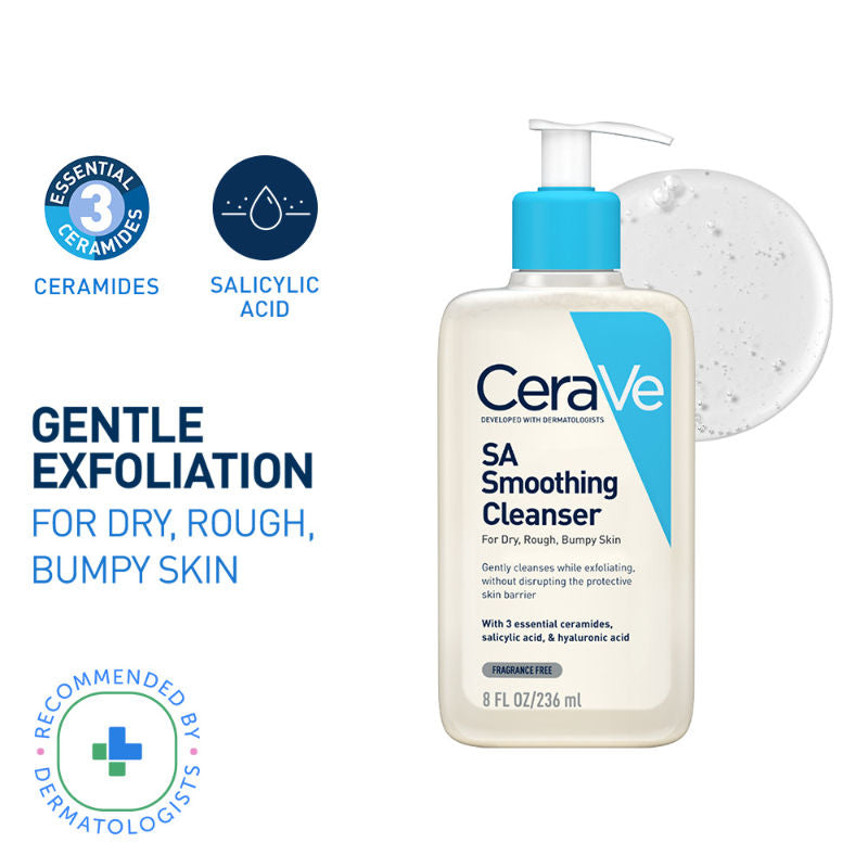 CeraVe SA Smoothing Cleanser For Dry, Rough & Bumpy Skin, Face wash with Salicylic Acid & Ceramides, 236ml Buy at Indicrest