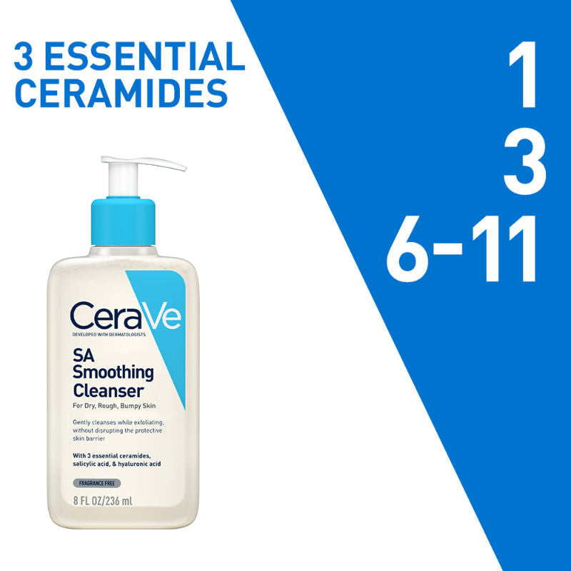 CeraVe SA Smoothing Cleanser For Dry, Rough & Bumpy Skin, Face wash with Salicylic Acid & Ceramides, 236ml Buy at Indicrest Image 7