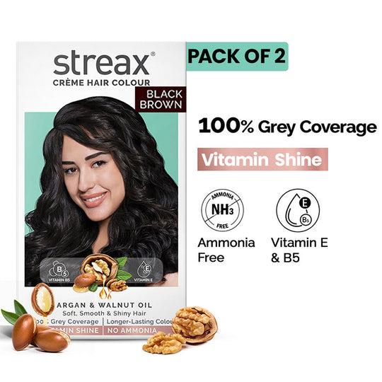Streax Hair Colour - Black Brown 2 (Pack of 2), 2 pieces Buy at Indicrest