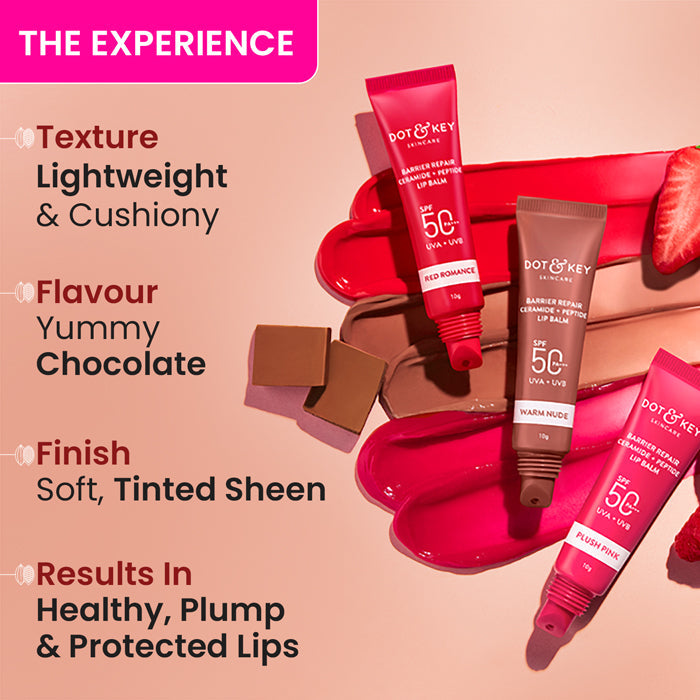 Dot & Key Ceramide + Peptide Lip Balm SPF 50 PA+++, Warm Nude