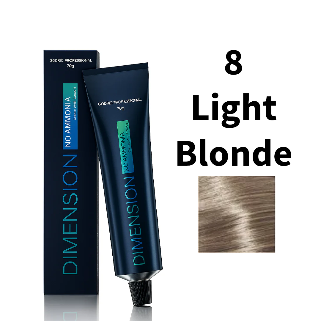 Godrej Professional Dimension No Ammonia Cream Hair Colour Base Shade 8 - Light Blonde, 70g