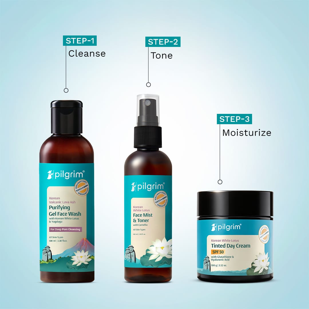 Pilgrim Korean Beauty Daily Glow Kit, Face Wash 100ml + Face Mist & Toner 100ml
 + Day Cream 100g - Image 8 - Buy from Indicrest