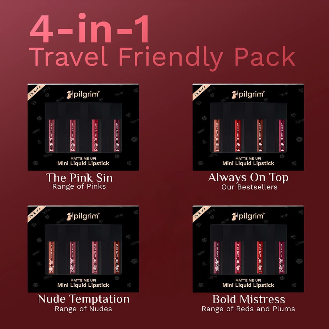 pilgrim matte me up liquid lipstick 4 in 1 pack minis always on top   Image 6   Buy from Indicrest