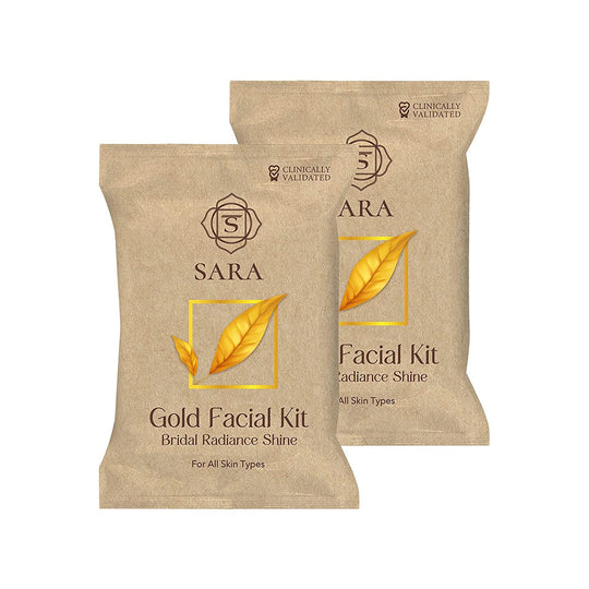 Sara Gold Facial Kit for Bridal Radiance and Shine for All Types of Skin, Pack of 2 X 62g - Buy from Indicrest