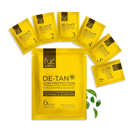 fyc-professional-detan-sun-protection-facial-kit-aha-enzymes-reduces-tanning-sunburn-6-step-complete-treatment - Buy from Indicrest