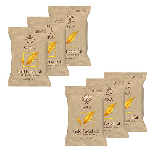 Sara Gold Facial Kit For Bridal-Looking Skin, Salon Like Glow At Home, Perfect Facial Kit For All Skin Types, For Women and Men, 6 X 43g - Buy from Indicrest