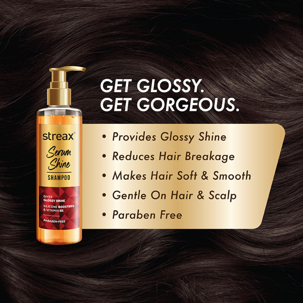 Streax Serum Shine Paraben Free Shampoo For Dry & Frizzy Hair, 490ml Buy at Indicrest Image 4