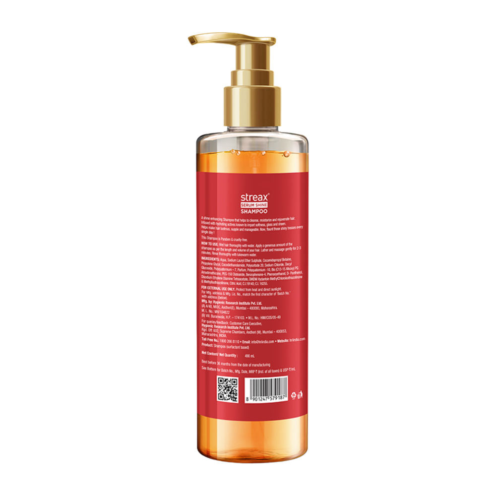 Streax Serum Shine Paraben Free Shampoo For Dry & Frizzy Hair, 490ml Buy at Indicrest Image 9