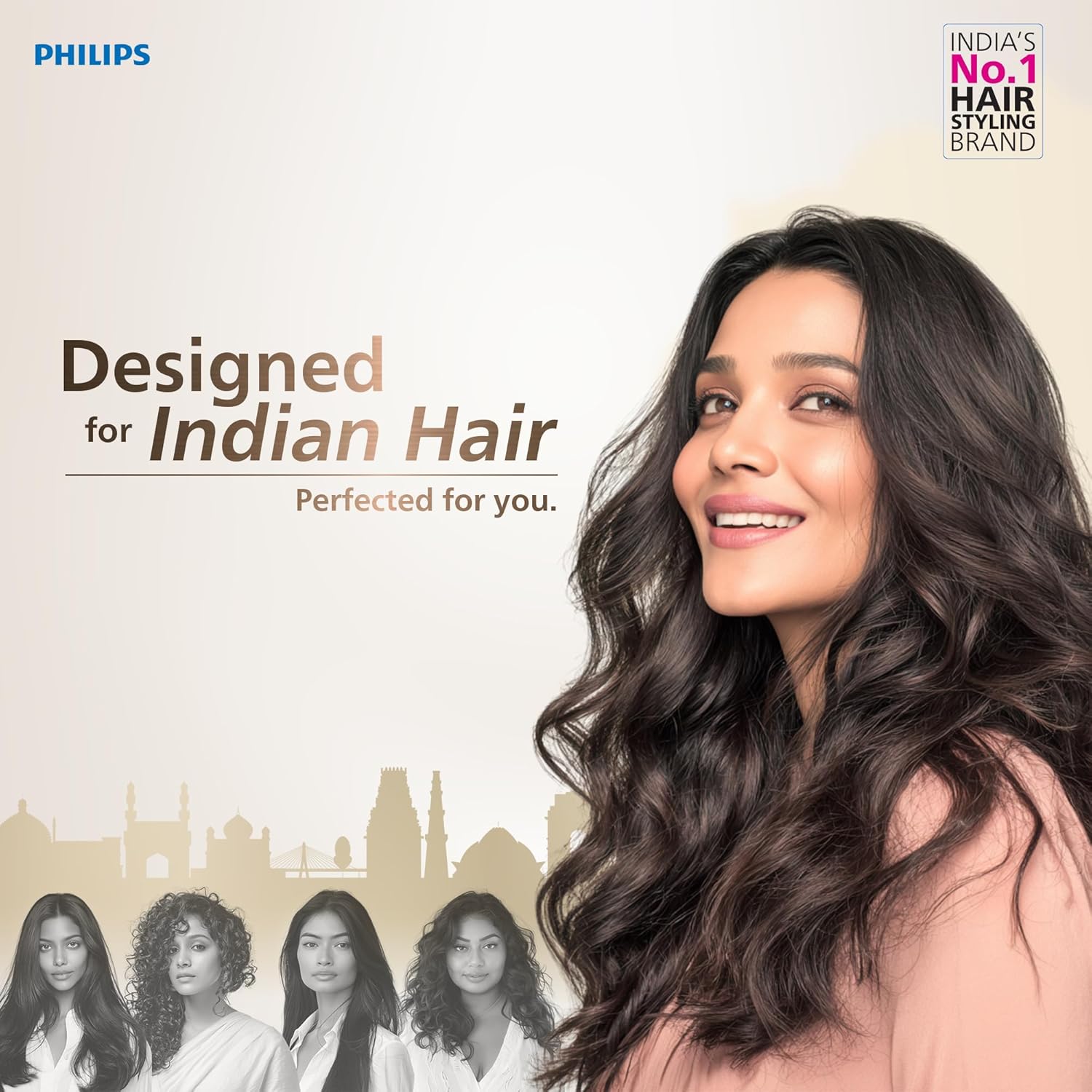 Philips India's No.1 Hair Styling Brand -Hair Dryer 1000W |Blow Dry for Men & Women | 2 Heat Settings| ThermoProtect tech |Travel-Friendly, Quick Dry, Frizz Control | For Indian Hair | HP8100/60