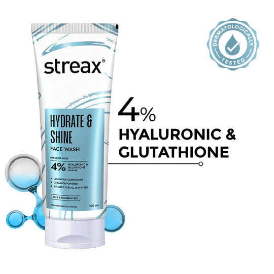 Streax Skin Hydrate & Shine Face Wash Cleanser For Brightening, 48 Hr Hydration, 100ml Buy at Indicrest