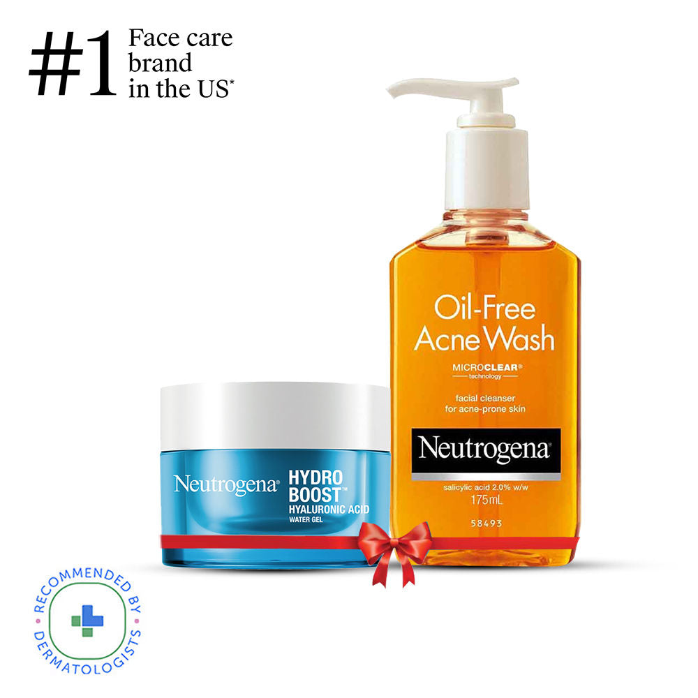Neutrogena Monsoon Bestseller Duo - Oil-Free Acne Wash + Face Moisturizer For Supercharged Hydration