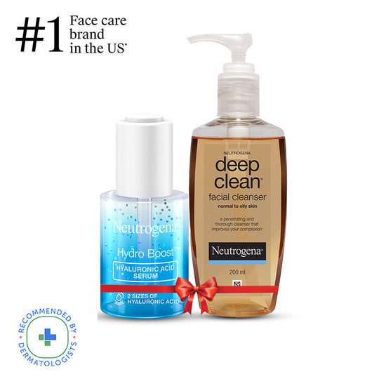 Neutrogena Deep Clean and Hyaluronic Acid Serum Combo, Serum 30ml + Cleanser 200ml