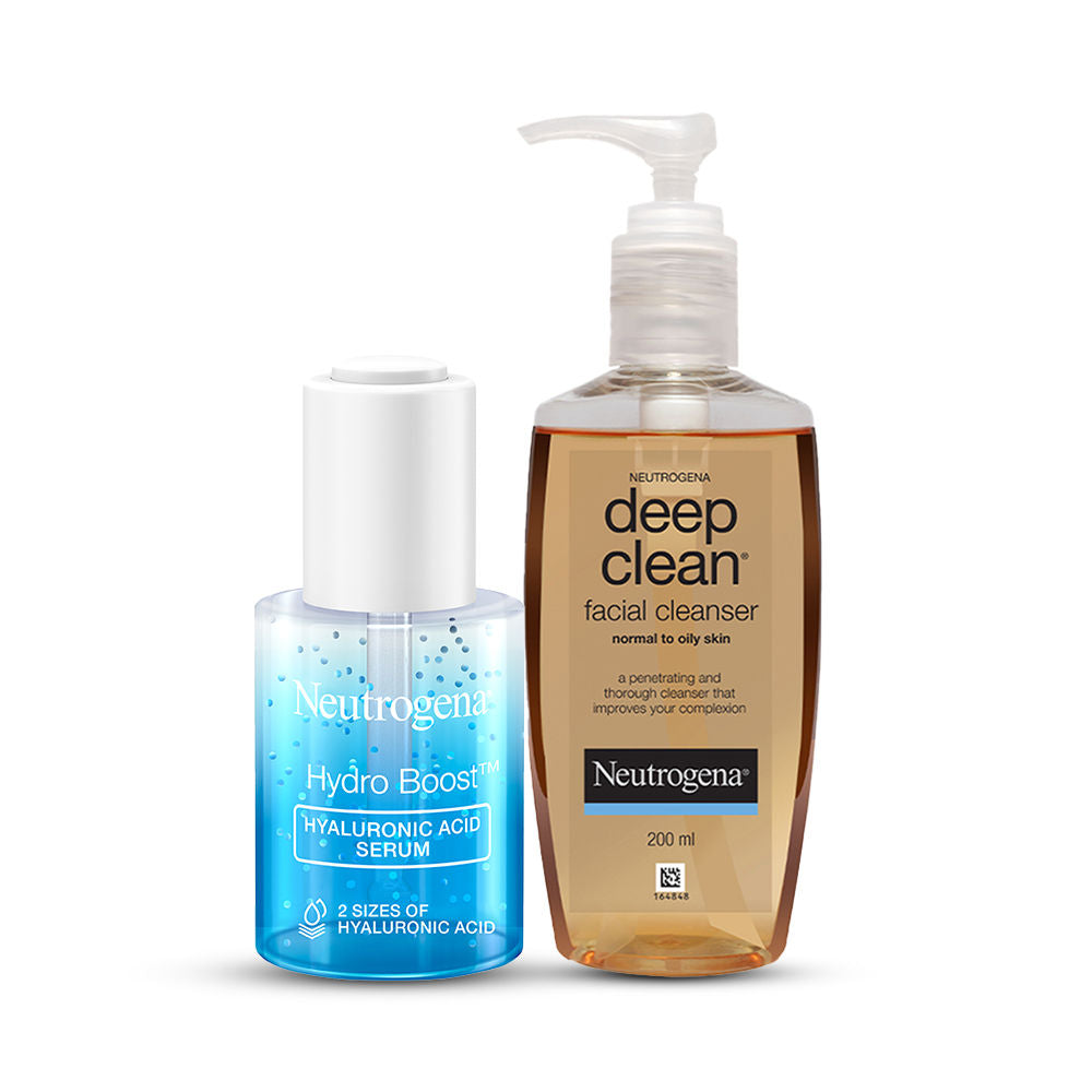 Neutrogena Deep Clean and Hyaluronic Acid Serum Combo, Serum 30ml + Cleanser 200ml