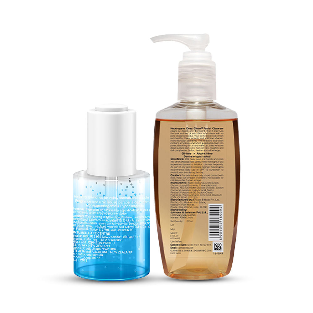 Neutrogena Deep Clean and Hyaluronic Acid Serum Combo, Serum 30ml + Cleanser 200ml