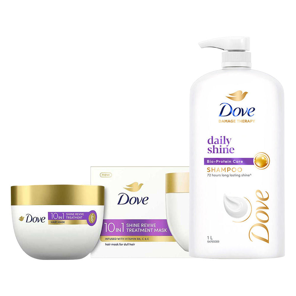 Dove Daily Shine Shampoo + Hair Mask for Damaged & Dry Hair, 1300ml Buy at Indicrest