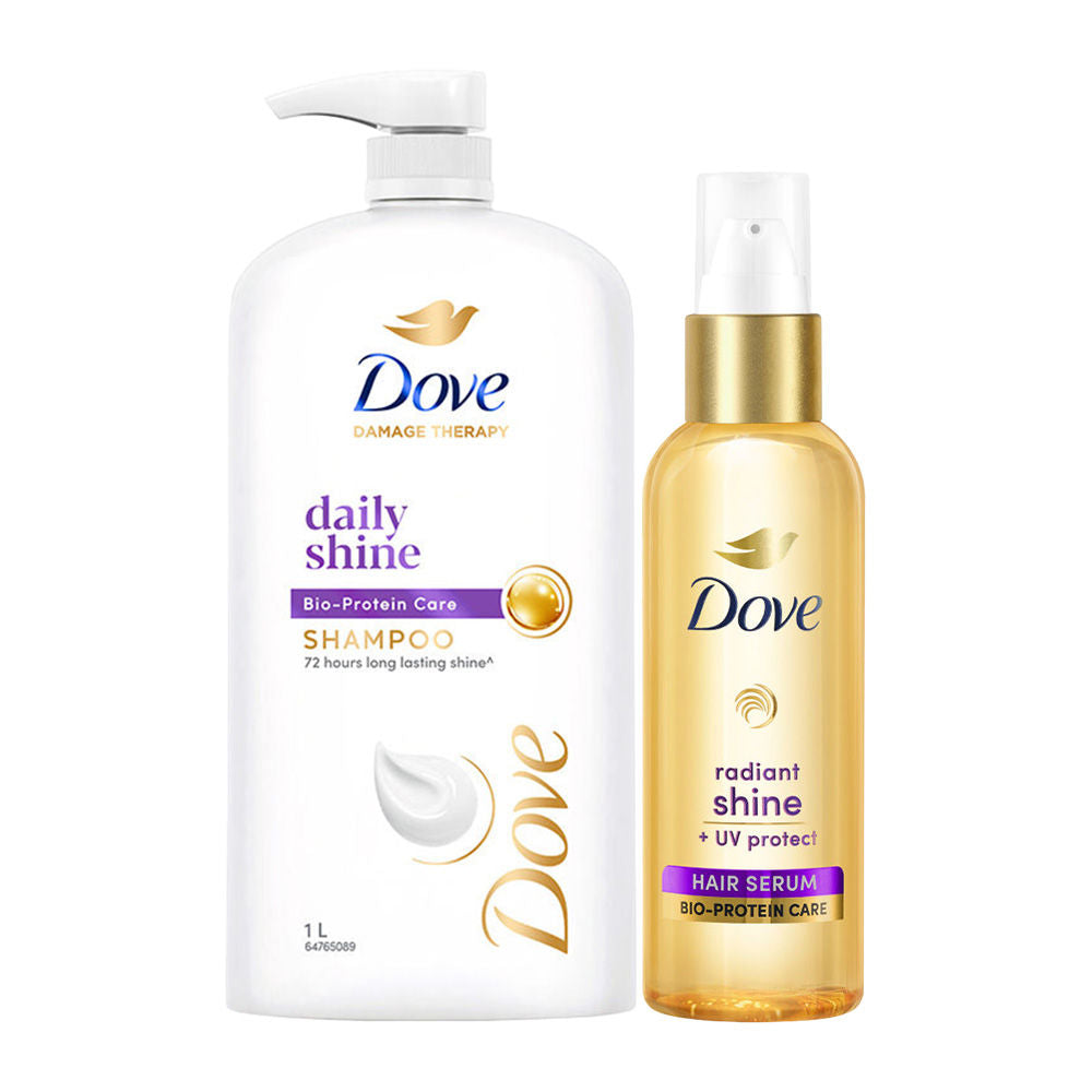 Dove Daily Shine Shampoo + Shine Serum With UV Protection Combo, 2 pieces Buy at Indicrest
