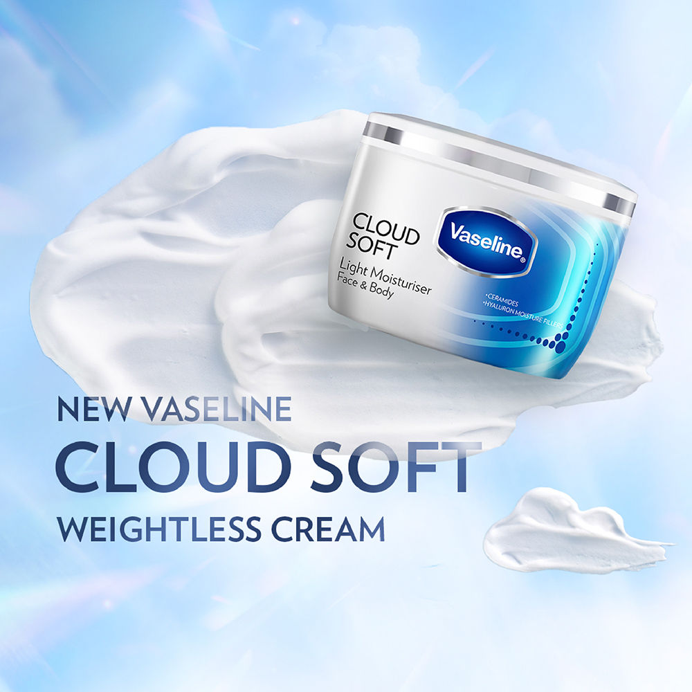 Vaseline Cloud Soft Light Moisturiser,100 Hours Non-Sticky Hydration,Ceramides & Hyaluron, 300ml Buy at Indicrest Image 8