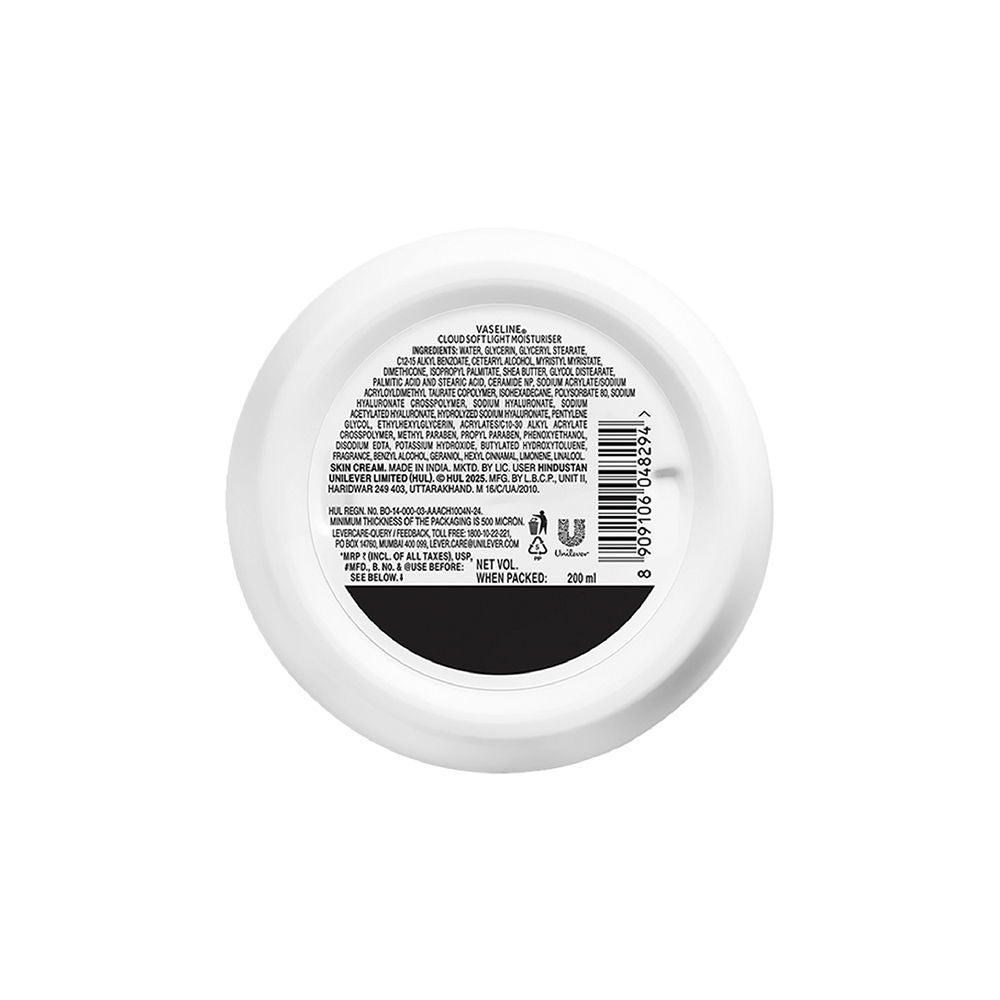 Vaseline Cloud Soft Light Moisturiser,100 Hours Non-Sticky Hydration,Ceramides & Hyaluron, 200ml Buy at Indicrest Image 10
