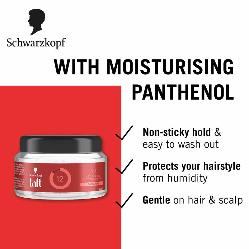 Schwarzkopf TAFT Power V12 Hair Gel With Speed Hold Technology, Non-stick & Easy to Wash off, 250ml Buy at Indicrest Image 3