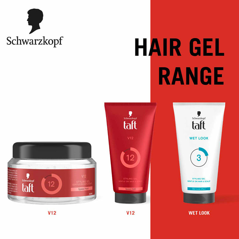 Schwarzkopf TAFT Power V12 Hair Gel With Speed Hold Technology, Non-stick & Easy to Wash off, 250ml Buy at Indicrest Image 6
