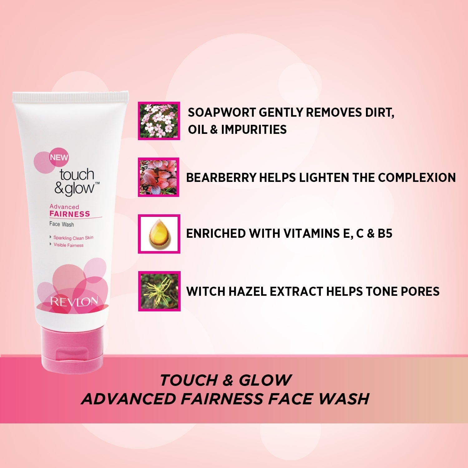 Revlon Touch and Glow Advanced Fairness Face Wash, 50g - Image 2 - Buy from Indicrest