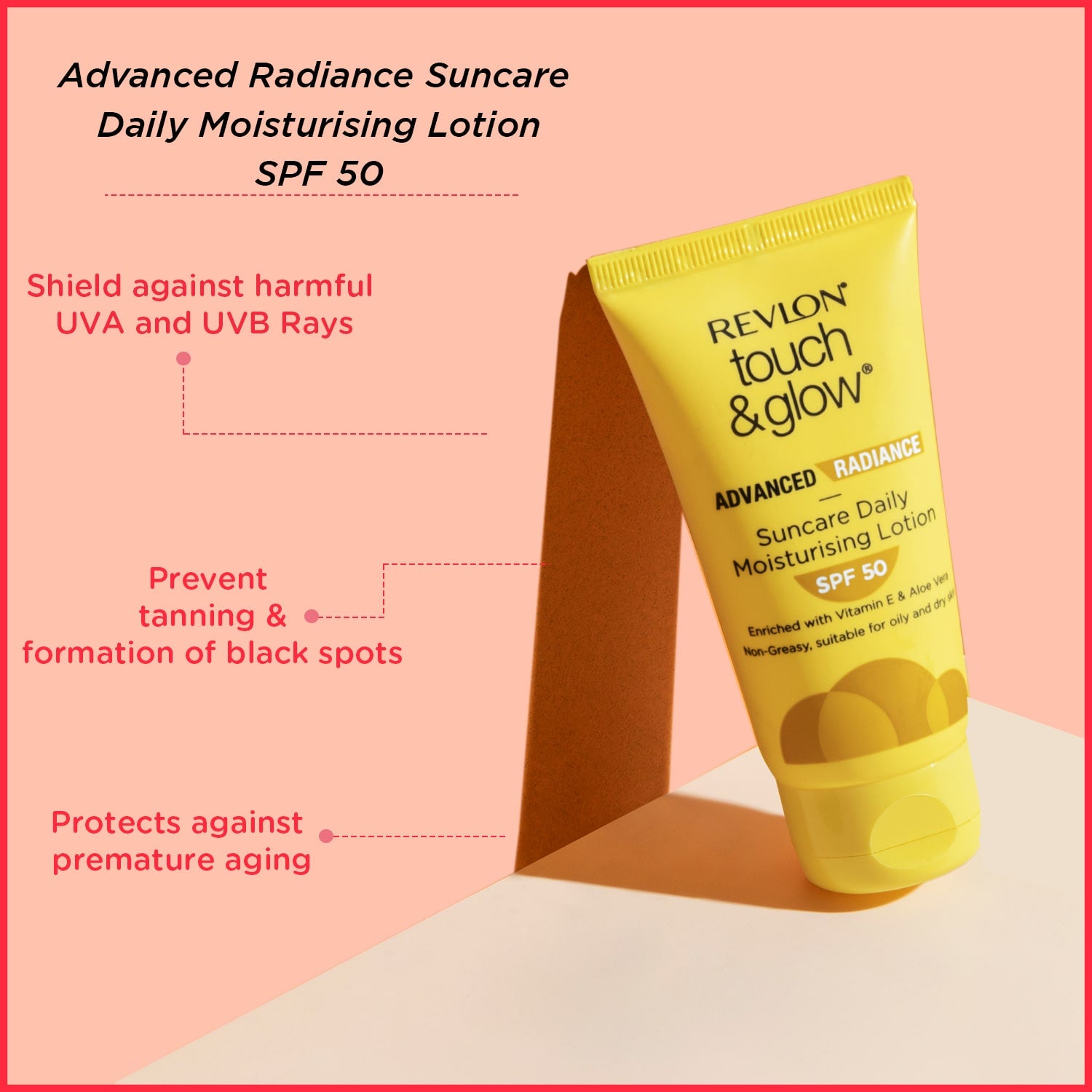 Revlon Touch and Glow Advanced Radiance Suncare Daily Moisturizing Lotion SPF50, 50g - Image 4 - Buy from Indicrest