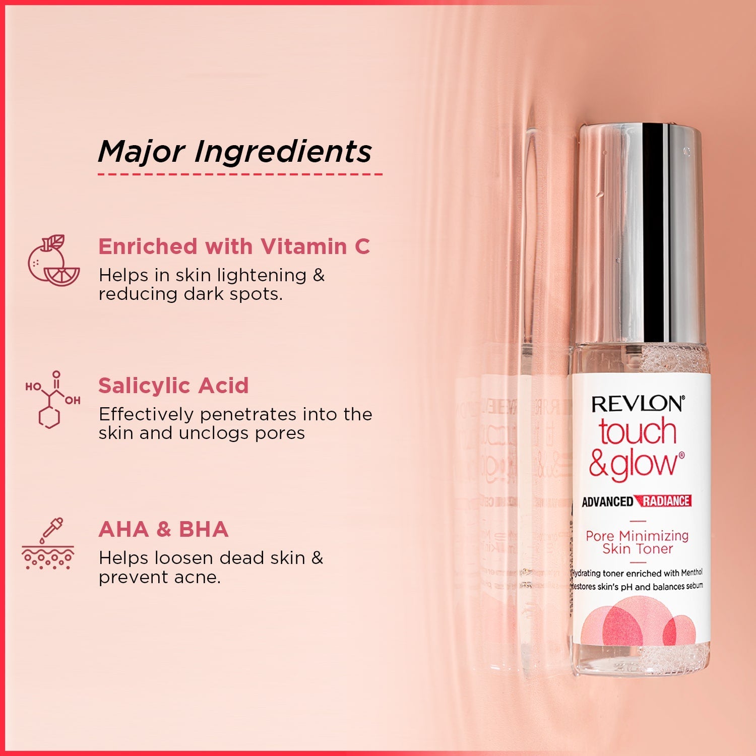 Revlon Touch and Glow Advanced Radiance Pore Minimizing Skin Toner, 50ml - Image 6 - Buy from Indicrest