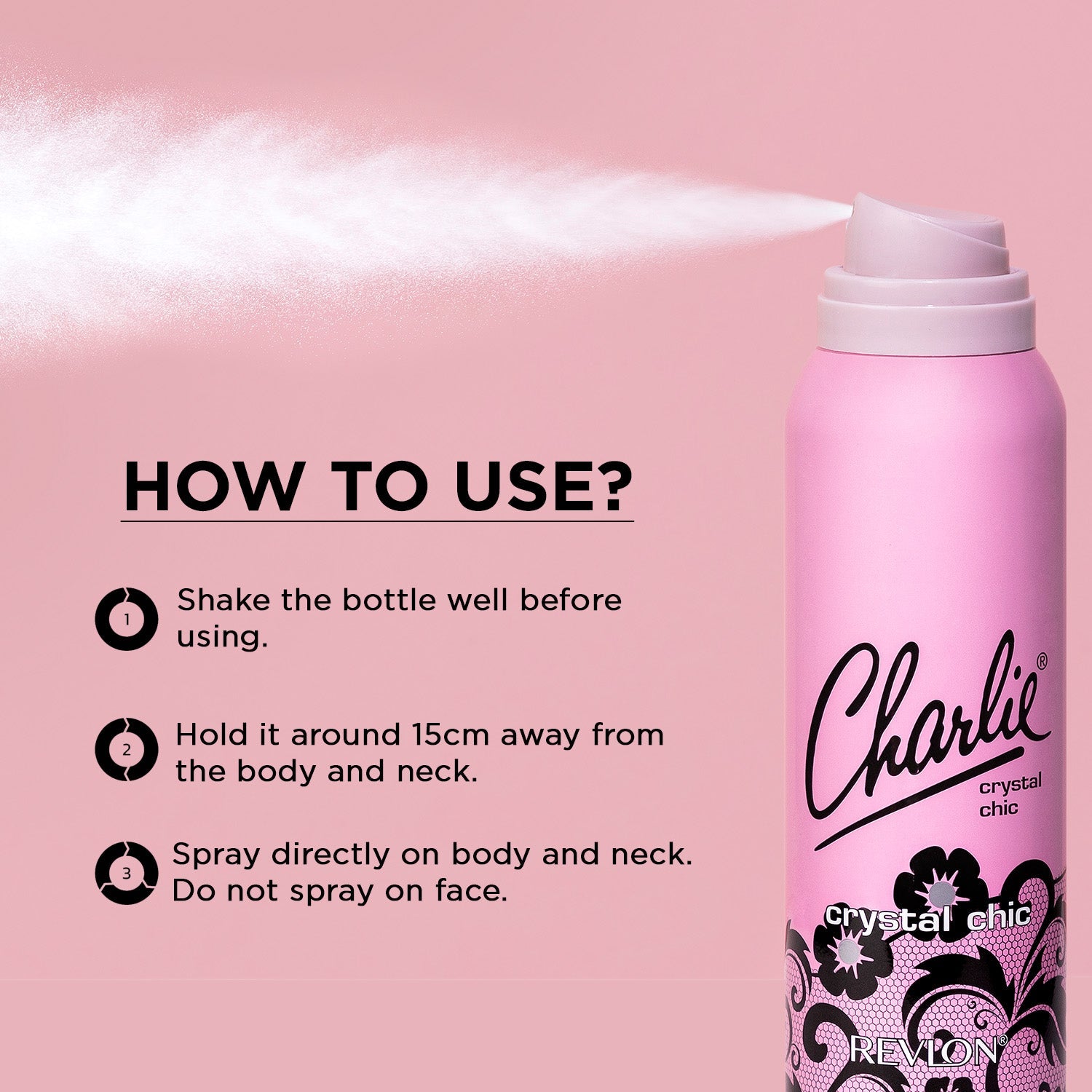 Revlon Charlie Crystal Chic Perfumed Body Spray, 150ml - Image 4 - Buy from Indicrest